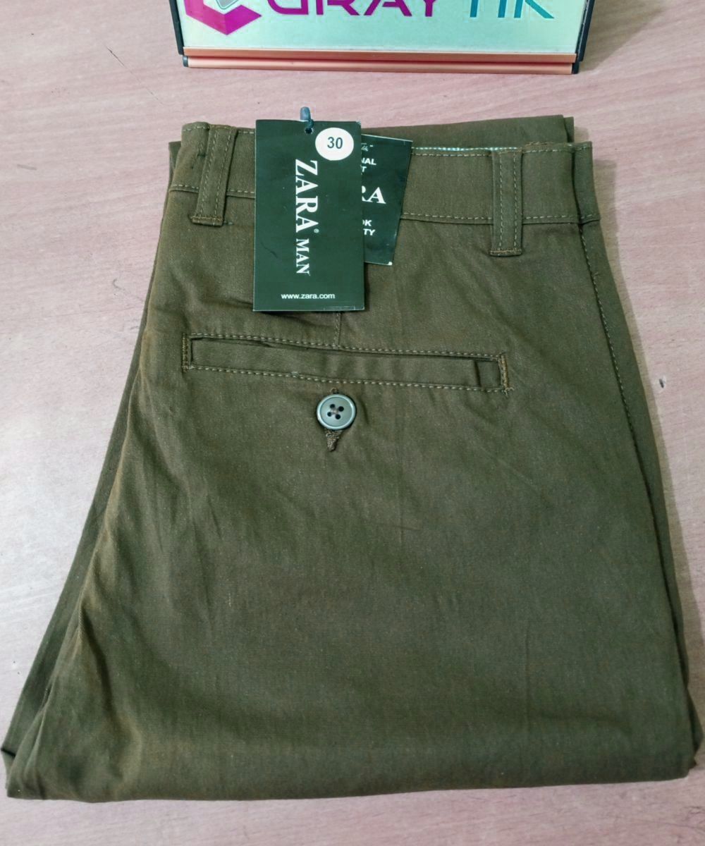 Men's Olive Stretchable (Zara) Cotton Gabardine Pant