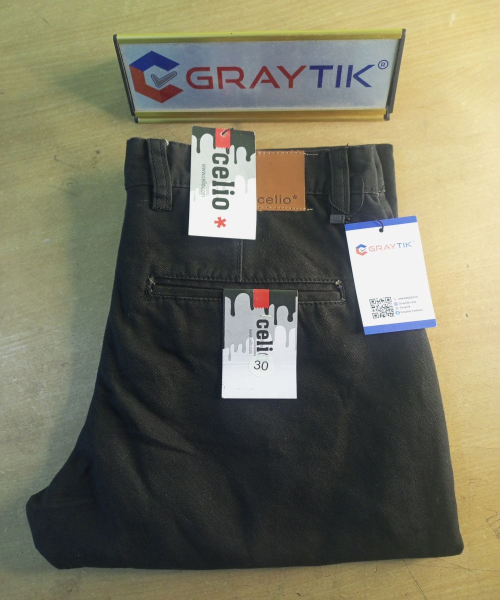 Men's Pure Black Non-Stretchable Gabardine Pant