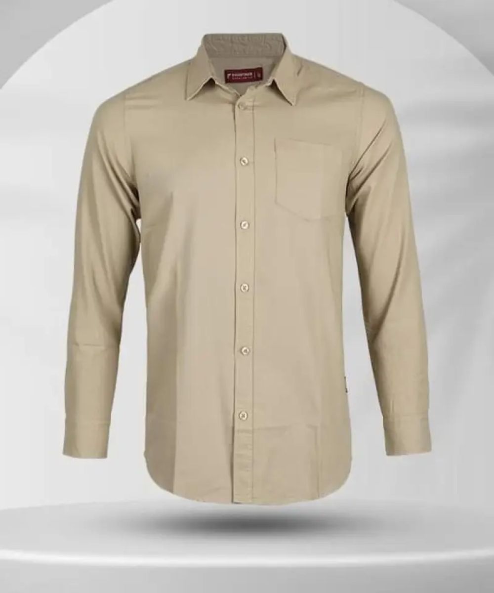Oxford Cotton Biscuit Color Full Sleeve Shirt For Men's(Pocket)