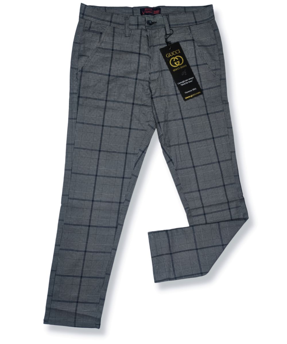 Men's Slimfit Cotton ( China ) Check Gabardine Pant
