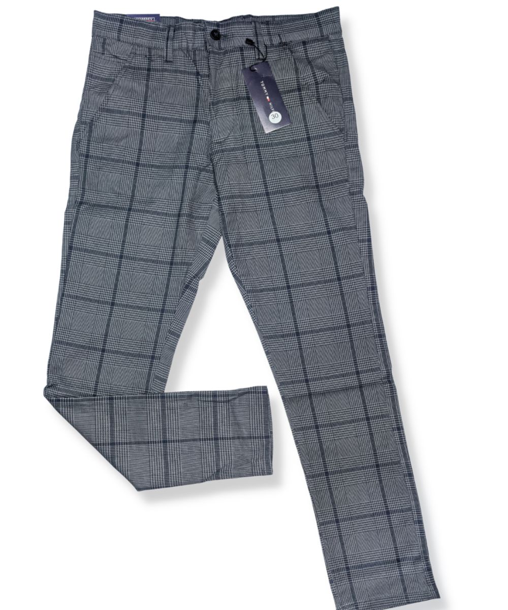 Mens Slimfit China Check Gabardine Pant