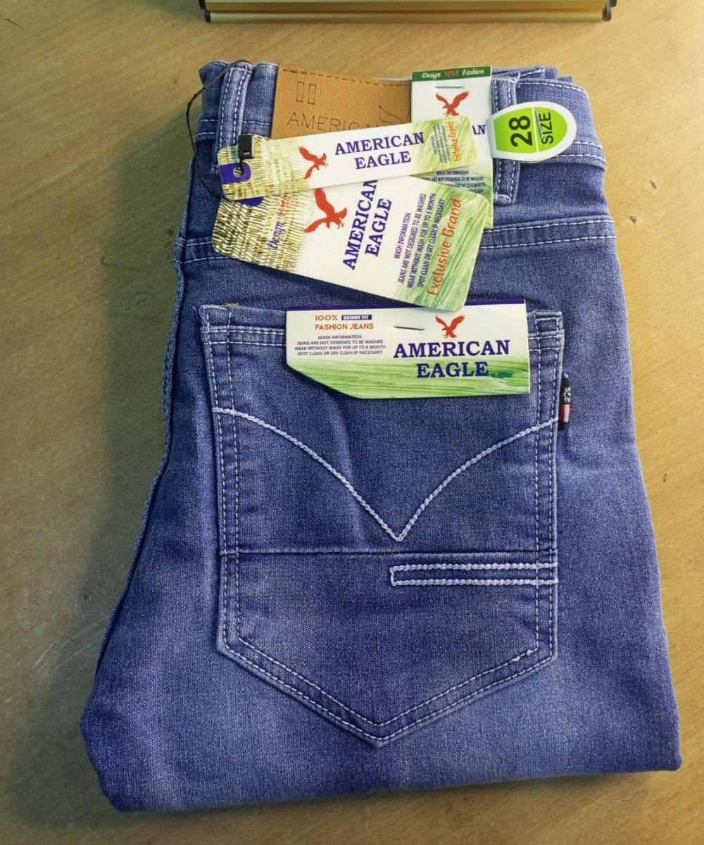 Men's Light Blue Stain Stretchable Denim Pant